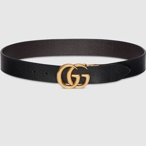 Gucci Black Belt with Gold GG Buckle